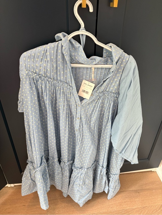 Free People Dresses & Skirts - Free People Powder Blue Polka Dot Tiered Dress